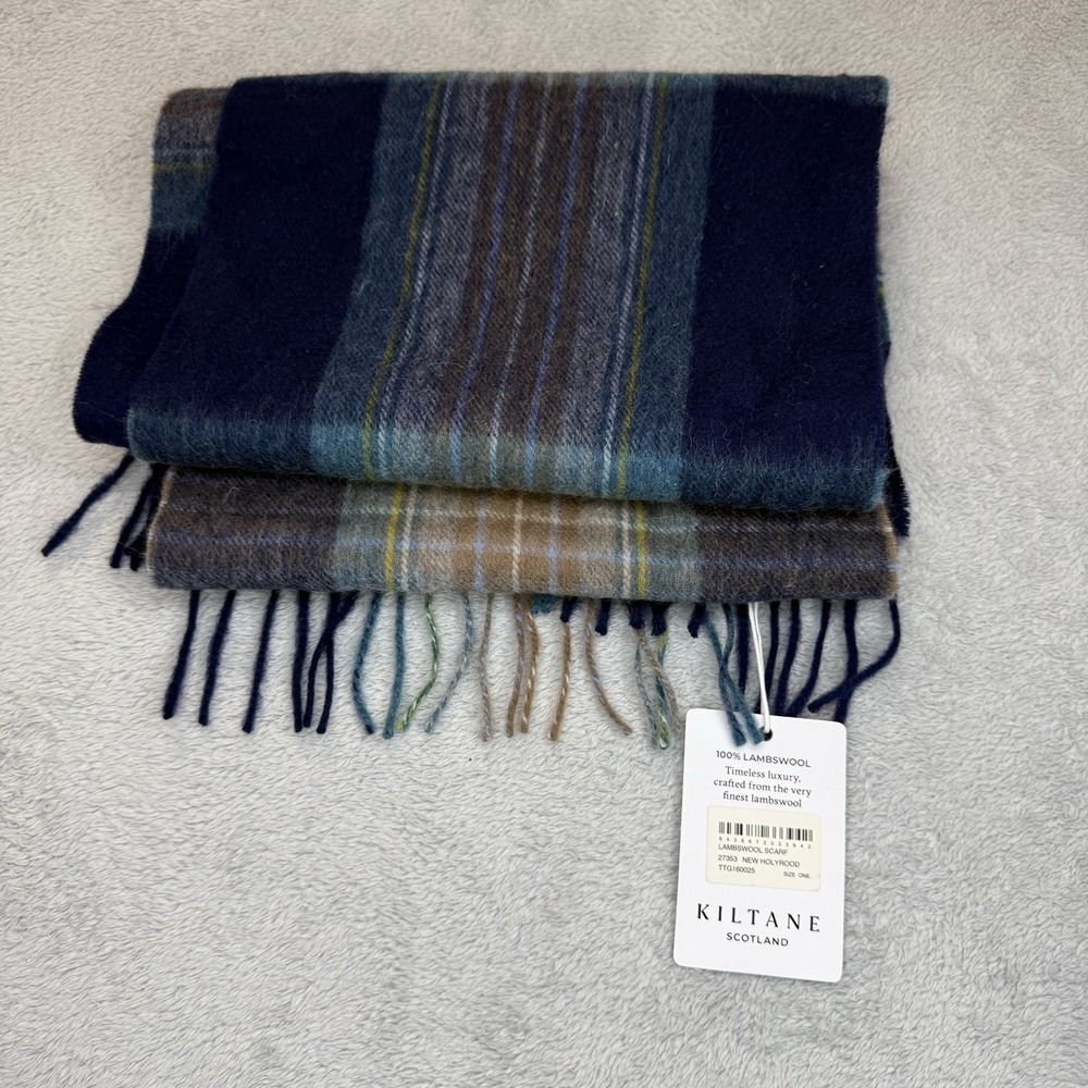 NWT Kiltane Scotland Lambswool Scarf Holyrood Tartan Plaid Fringe 100% Wool